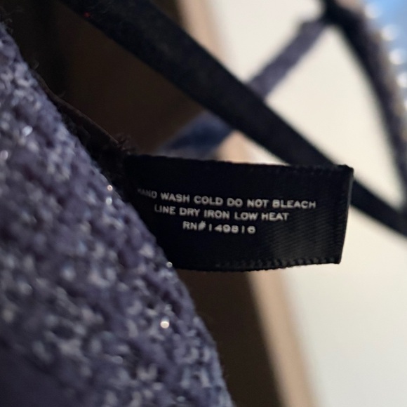 🆕 AQUA Tweed Drop Waist Mini Dress Exclusive Pearl Strap Bow Detail Size S Party - Picture 15 of 16